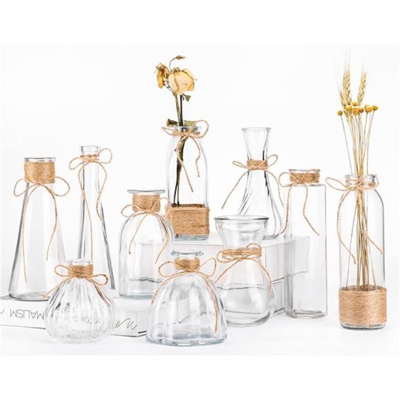 Small Vases 10pcs Clear Bud Vases for Flowers Wedding Decorations Mini Vintage - Picture 1 of 6